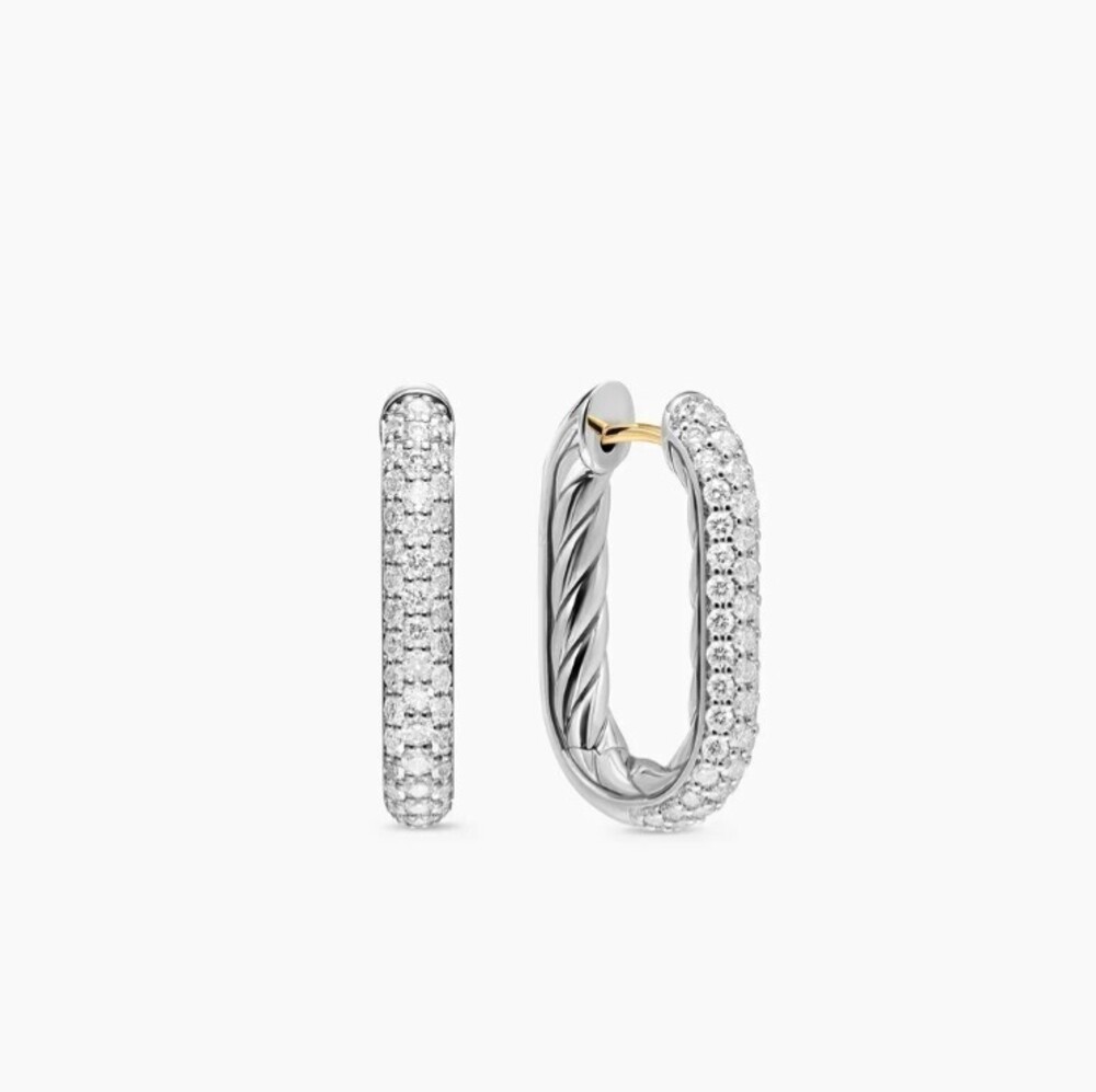 David Yurman Silver Rhinestone Hoop Earrings - Picture 7 of 7